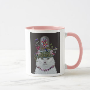Mug Chat blanc avec cloche papillon