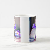 Mug Chat blanc avec collier de fleurs violettes (Centre)