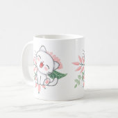 Mug chat blanc avec fleur (Devant gauche)