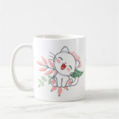 Mug chat blanc avec fleur (Gauche)