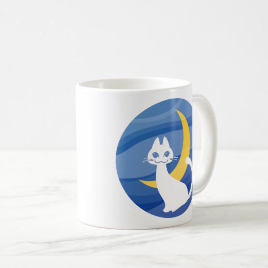 Mug Chat blanc de la lune (Devant droit)