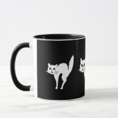 Mug chat blanc fâché drôle avec de retour arqué (Gauche)