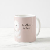 Mug Chat Blanc Fil Rose (Devant droit)