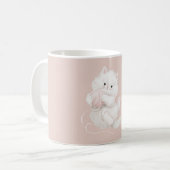 Mug Chat Blanc Fil Rose (Devant gauche)