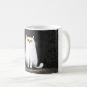 Mug Chat Blanc Grincheux – Drôle d'Art Minimal de Chat (Devant droit)