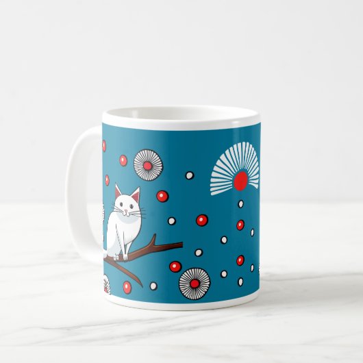 Mug Chat blanc japonais oriental (Devant gauche)