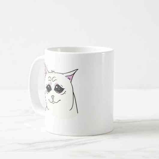 MUG CHAT BLANC SIGMA SAD FACE ANIMAL (Devant gauche)