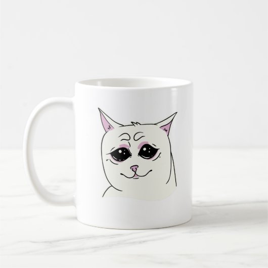 MUG CHAT BLANC SIGMA SAD FACE ANIMAL (Gauche)