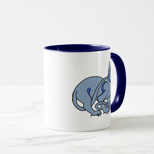 Mug Chat bleu de noeud celtique médiéval d'art (Devant droit)