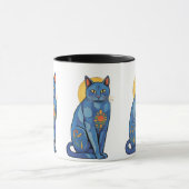 Mug Chat Bleu Lever du Soleil (Centre)