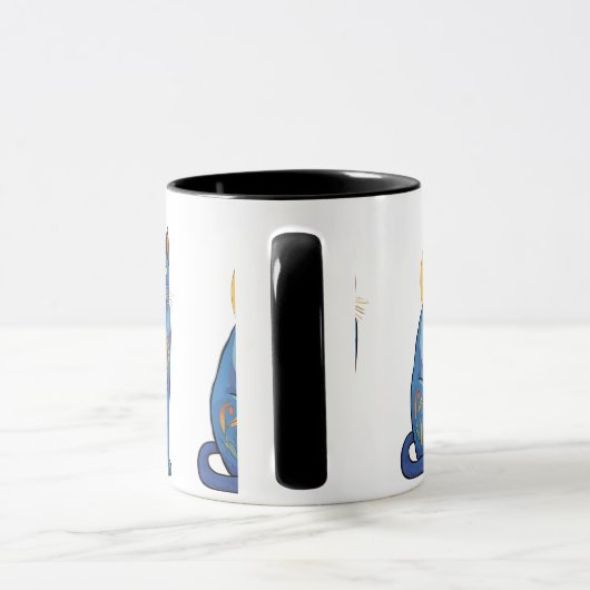 Mug Chat Bleu Lever du Soleil (Poignée)