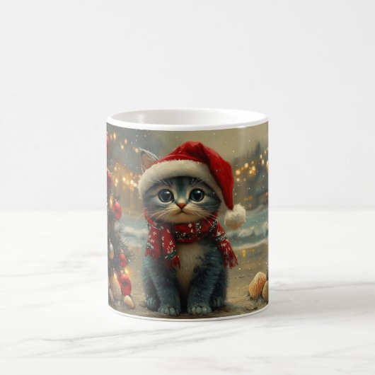 Mug Chat Bleu Oriental Noël Vintage Plage (Centre)