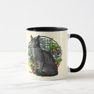 Mug Chat bleu russe avec des baies