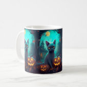 Mug Chat bleu russe d'Halloween avec la peur Citrouill (Devant gauche)