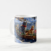 Mug Chat Bleu Russe Noël Bateau Fêtes (Devant gauche)