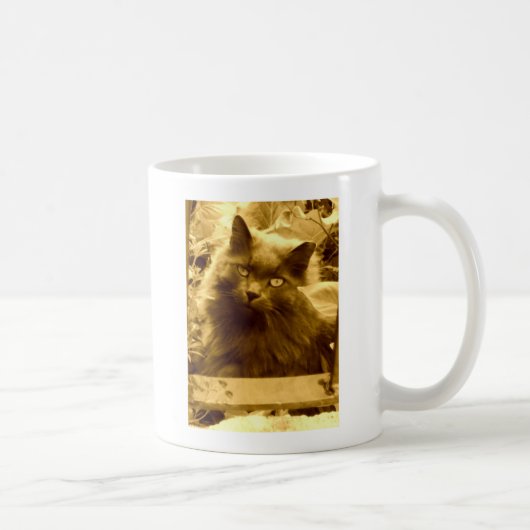 Mug Chat bleu russe vintage à long haïl (Droite)