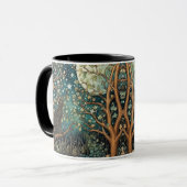 Mug Chat boho ciel nocturne étoilé forêt boisée (Devant gauche)