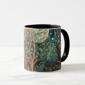 Mug Chat boho ciel nocturne étoilé forêt boisée (Devant droit)