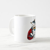 Mug Chat Boire Café Avec Poisson Tatouage Chat & Café (Devant gauche)