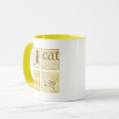 Mug Chat Brown et oiseau jaune par Chariklia Zarris (Devant gauche)
