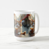Mug Chat buvant du café dans une rue (Devant droit)