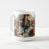Mug Chat buvant du café dans une rue (Devant gauche)