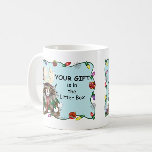 Mug Chat cadeau de Noël Green Funny (Devant gauche)