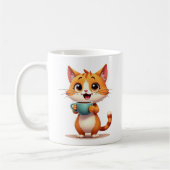 Mug Chat Café Mignon – Design Cartoon Recto-Verso (Gauche)