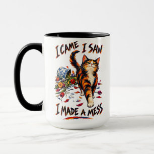 Mug Chat Calico Drôle Je Suis Venu J'ai Vu J'ai Fait U