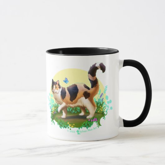 Mug Chat Calico Fluffy avec papillon (Droite)