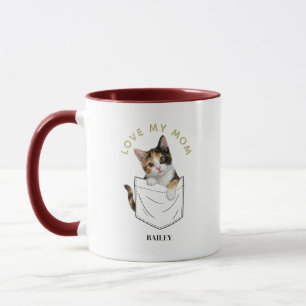 Mug Chat calicot adorable dans le nom de poche