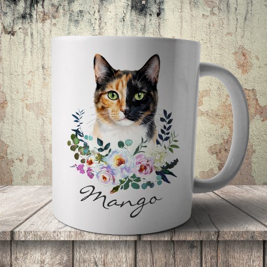 Mug Chat calicot tricolore à l'aquarelle