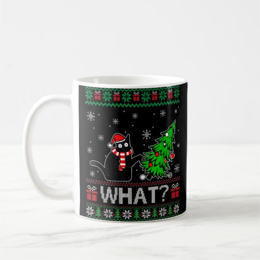 Mug Chat Ce Chat Noir Drôle Poussant Arbre De Noël (Gauche)