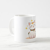 Mug Chat Chanceux avec Étoiles Design Kawaii (Devant gauche)