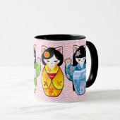 Mug Chat chanceux japonais de Kokeshi Maneki Neko (Devant droit)