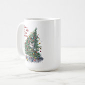 Mug Chat Chaos Arbre de Noël Design Aquarelle (Devant gauche)