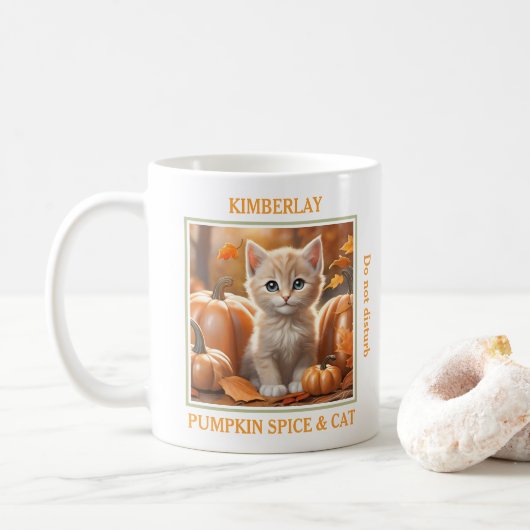 Mug Chat Chat Chat Citrouille Épice Nom Amoureux des c (Avec donut)
