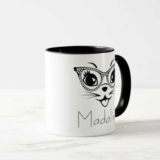 Mug Chat Chic noir et blanc (Devant droit)