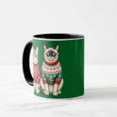 Mug Chat Christmas Mug, Tabby et chats siamois (Devant gauche)