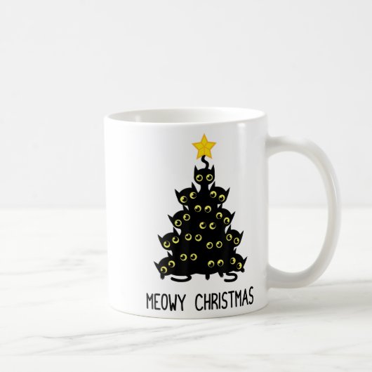 Mug Chat Christmas Tree mignonne Noir Kitten Lover Meo (Droite)