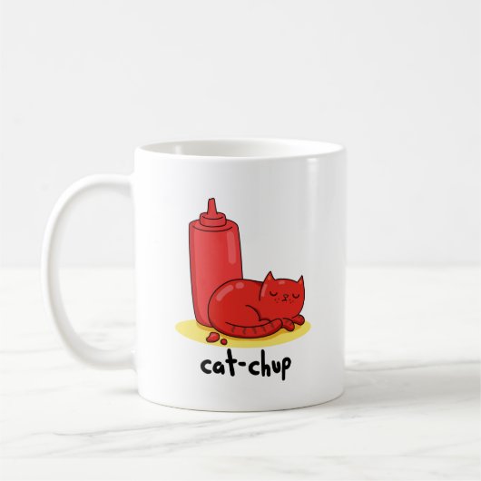 Mug Chat-chup Funny Red Ketchup Pun de chat (Gauche)