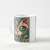 Mug Chat Circuit Rétro Futuriste Milieu de Siècle (Devant gauche)
