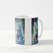 Mug Chat coloré, éclaboussure, peinture, classement de (Devant droit)
