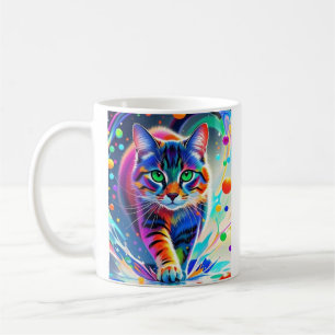 Mug Chat coloré, éclaboussure, peinture, classement de