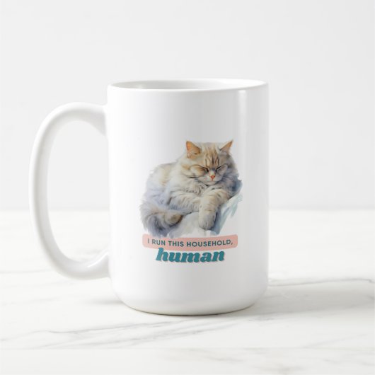 Mug Chat Comical "Je Gère Cette Maison, Humain" (Gauche)