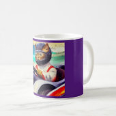 Mug Chat conduisant une voiture de course (Devant droit)