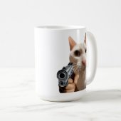 Mug Chat Cool Avec Pistolet Mème Drôle (Devant droit)
