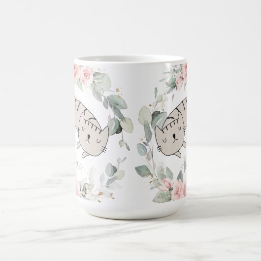 Mug Chat couché Blush rose Floral Verdure Wreath (Centre)