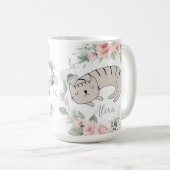 Mug Chat couché Blush rose Floral Verdure Wreath (Devant droit)