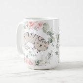 Mug Chat couché Blush rose Floral Verdure Wreath (Devant gauche)